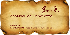 Zsatkovics Henrietta névjegykártya